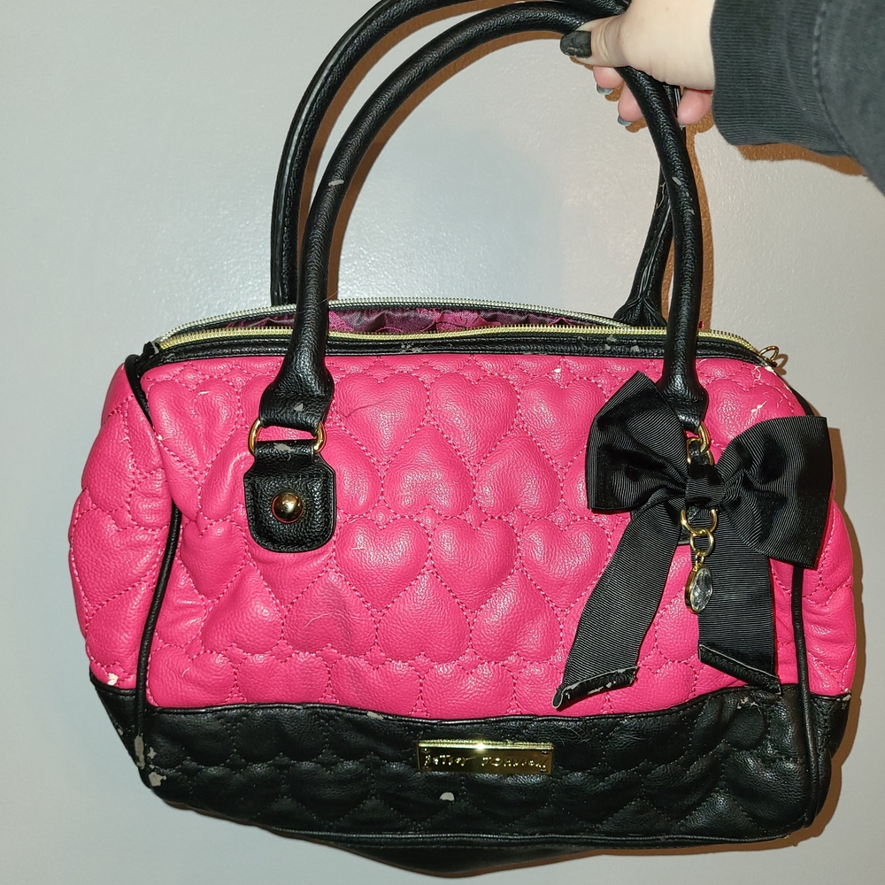 Betsey Johnson Quilted Hearts Handbag & Wallet Set